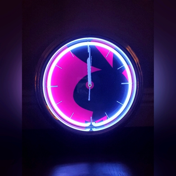 Vintage PLAYBOY Neon Wall Clock Bunny Head
